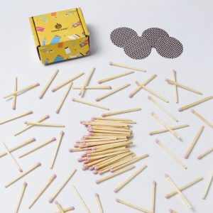 2 Inch Pink Matches - 100 Decorative Matchsticks with Striker