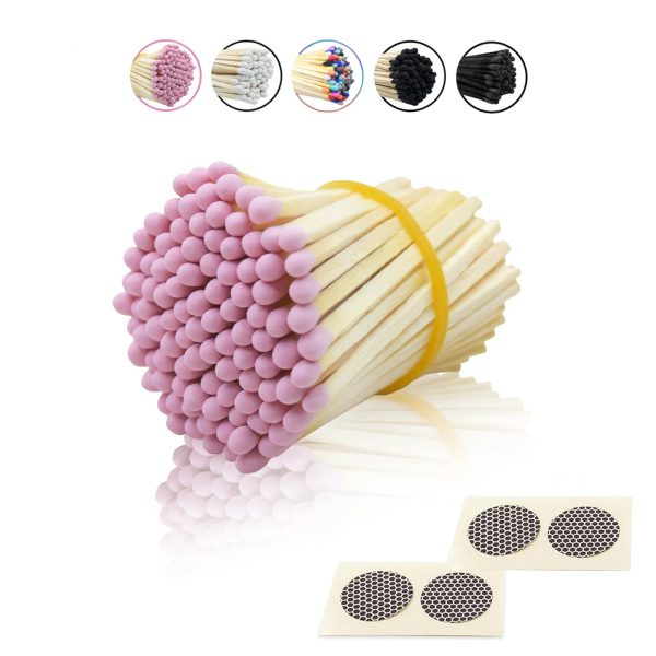 2 Inch Pink Matches (100 Sticks) - 48MM Long Bulk Matches with Striker for Candles, Parties & Emergency Kits - Decorative Matches