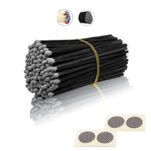 Bulk Box of 160 Black Stick Matches (4 Inch/96mm) with Gray Tips & Striker - Fireplace/Camping/Utility Matches