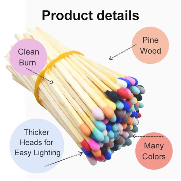 2 Inch (48MM) Long Colorful Matches (100 Sticks Bulk) - Strike-On-Box for Camping, Birthday, Emergency & Outdoor - Image 2