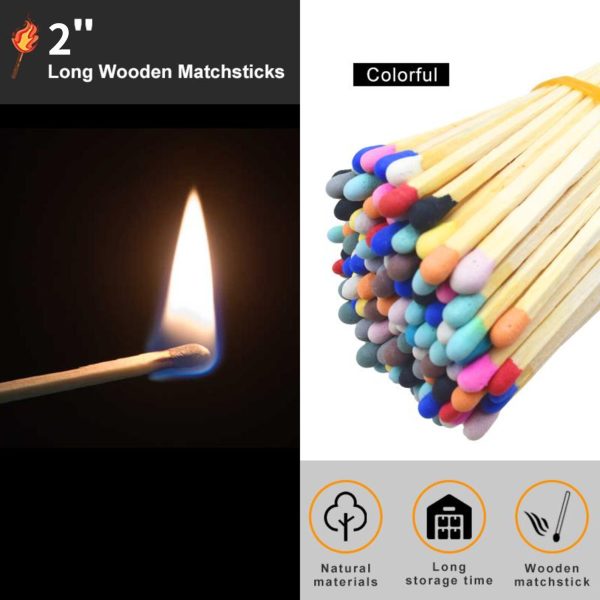 2 Inch (48MM) Long Colorful Matches (100 Sticks Bulk) - Strike-On-Box for Camping, Birthday, Emergency & Outdoor - Image 3