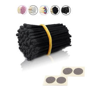 2 Inch Black Wooden Safety Matches (100 Sticks) - Charcoal Wedding & Candle Matches - 48mm with Striker - Long Lasting Fire Starter for Home/Party