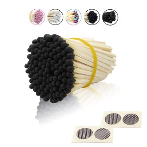 2 Inch (48mm) Black Safety Matches - 100 Count Bulk Box | Long Burning Matches for Camping, Emergency Kits, Survival