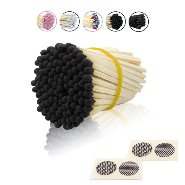 2 Inch (48mm) Black Safety Matches - 100 Count Bulk Box | Long Burning Matches for Camping, Emergency Kits, Survival