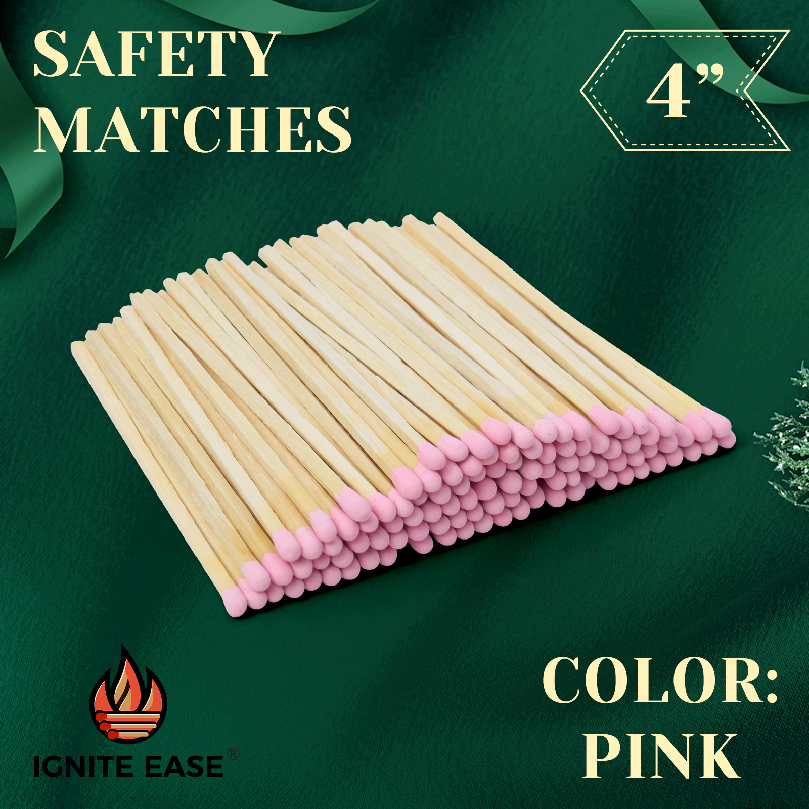4 Inch Pink Safety Matches - Extra-Long Bulk Pack of 100 - Image 9