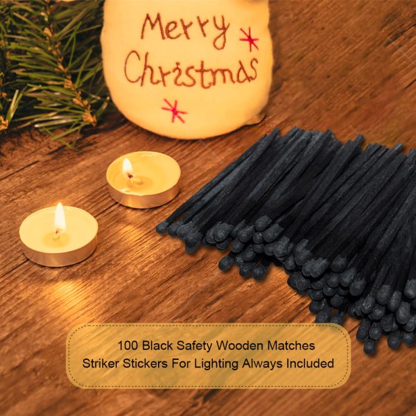2 Inch Black Wooden Safety Matches (100 Sticks) - Charcoal Wedding & Candle Matches - 48mm with Striker - Long Lasting Fire Starter for Home/Party - Image 4