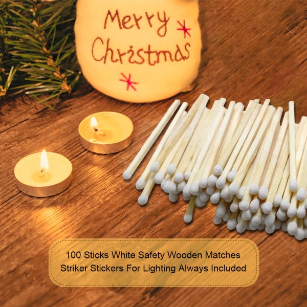 2 Inch (48mm) White Matches - 100 Count Bulk Box with Striker | Long Burning Safety Matches for Home, Camping, Emergency Kits - Image 6