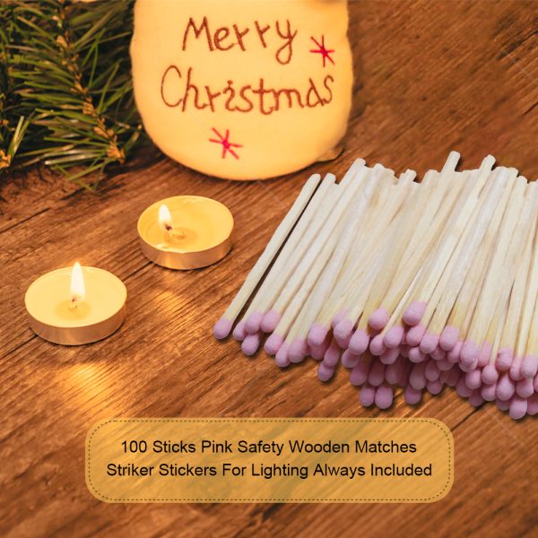 4 Inch Pink Safety Matches (100 Count) - 96MM Long Bulk Matches for Candles, Camping, Emergency Use with Striker - Image 4
