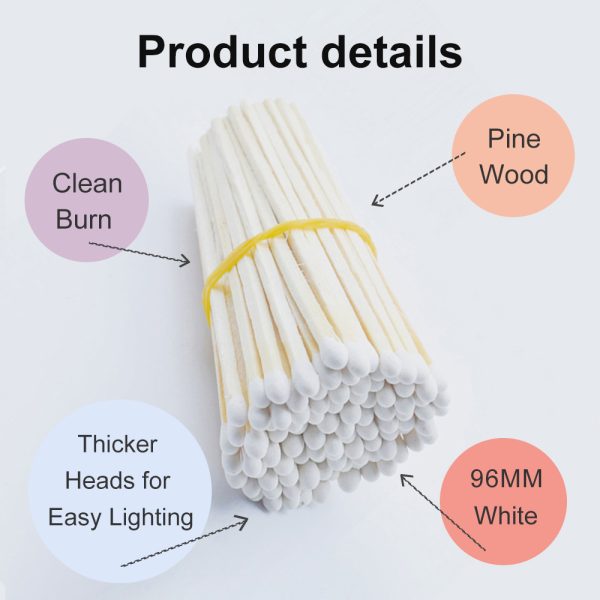 4 Inch White Safety Matches - 100pk Waterproof Survival Matches for Camping, Emergency, Home | Bulk Box with Striker (96mm) - Image 2
