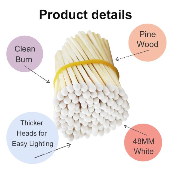 2 Inch (48mm) White Matches - 100 Count Bulk Box with Striker | Long Burning Safety Matches for Home, Camping, Emergency Kits - Image 2