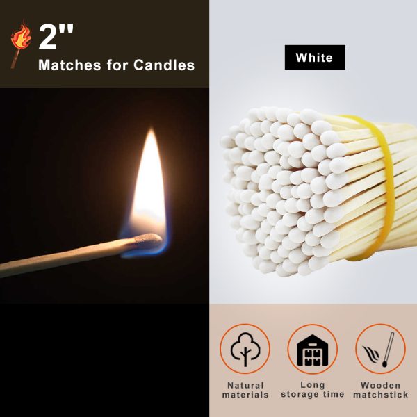 2 Inch (48mm) White Matches - 100 Count Bulk Box with Striker | Long Burning Safety Matches for Home, Camping, Emergency Kits - Image 3