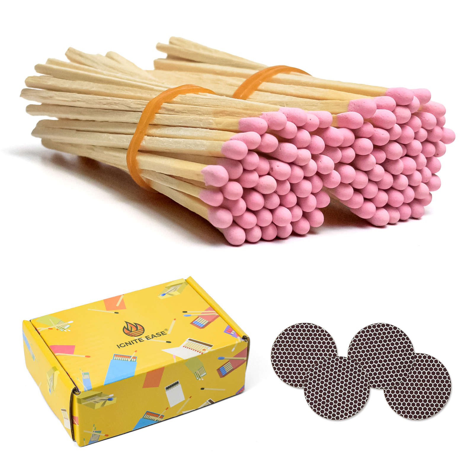 4 Inch Pink Safety Matches - Extra-Long Bulk Pack of 100