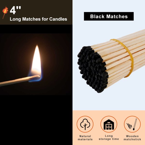 4 Inch Black Safety Matches - 100pk | Waterproof, Long Burning for Camping, Hiking, Emergency Kits & Outdoors - Image 3