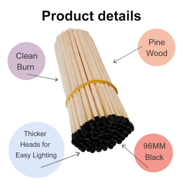 4 Inch Black Safety Matches - 100pk | Waterproof, Long Burning for Camping, Hiking, Emergency Kits & Outdoors - Image 2