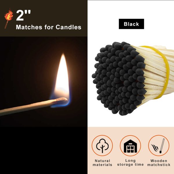2 Inch (48mm) Black Safety Matches - 100 Count Bulk Box | Long Burning Matches for Camping, Emergency Kits, Survival - Image 3