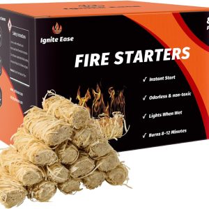 IGNITE EASE 80pcs Fire Plugs Fire Starters - Waterproof Firelighters Sticks for Campfire, Grill, BBQ, Fire Pit, Fireplace, Wood Stove, Pizza Oven | Low Smoke, no Harmful Chemicals Firestarters