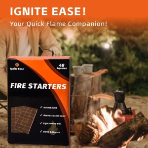 IGNITE EASE 48-Pack Fire Plugs Fire Starter - Waterproof Fire Starter Cubes for Grill, Camping & Survival | Odorless, Long Burning, Firelighters for Fire Pit, BBQ, Wood Stove by IGNITE EASE