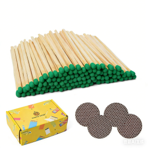 IGNITE EASE Green Matches 4 Inch, 100 Count Long Wooden Matches for Candles, Fireplace | Matches and Striker, Matches Box By IGNITE EASE